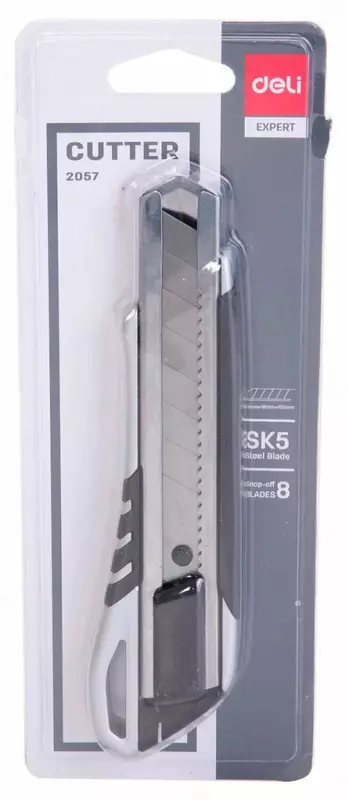  Нож канцелярский Deli  18 мм  усиленный  блистер (Арт. - 2057) Черный/стальной Только в розницу