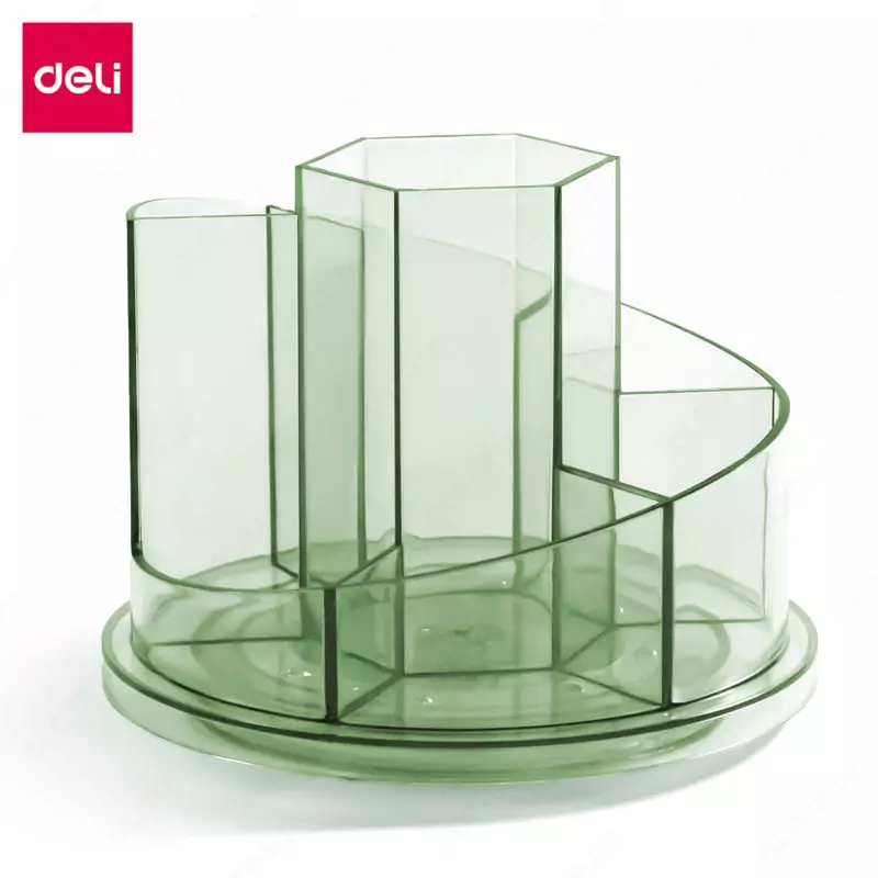 Органайзер для канцелярских принадлежностей Deli 7 отделов  вращ.  карт. уп. (Арт. - 8943-gn) Зеленый/прозрачный