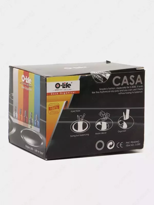   Органайзер для канцелярских принадлежностей O-Life 5 предметов  стац  карт. уп. (Арт. - 353-Sbk) Черный