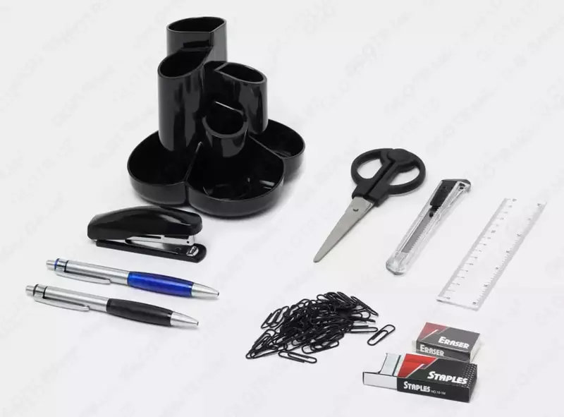  Органайзер для канцелярских принадлежностей O-Life 9 предметов  стац  карт. уп. (Арт. - 357-Sbk) Черный - 