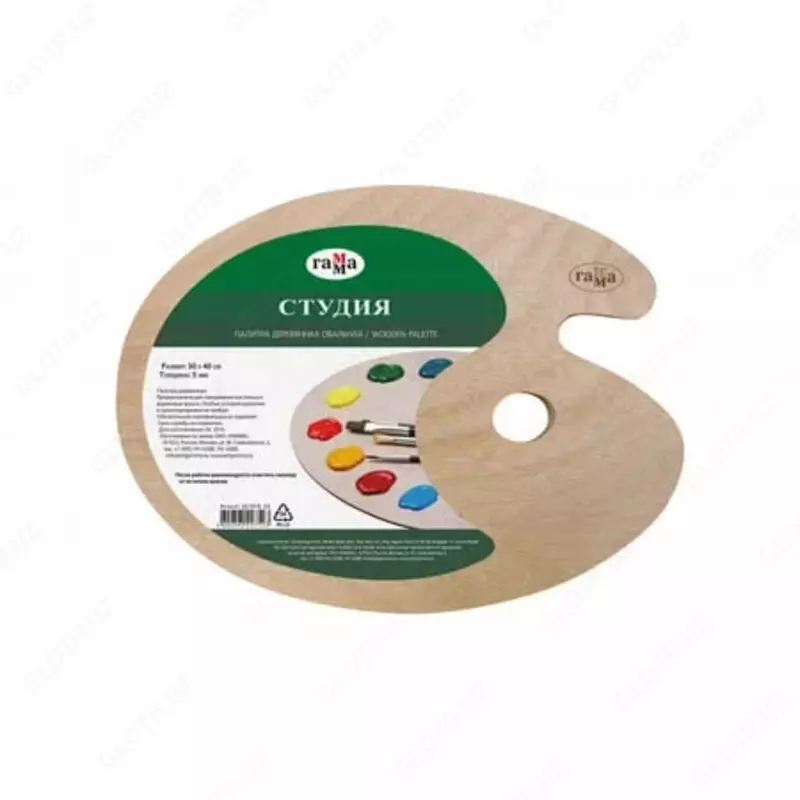  Деревянная овальная палитра Гамма Студия  30 х 40 см  уп.ПЭ (Арт. - 261018_03) Коричневая - 