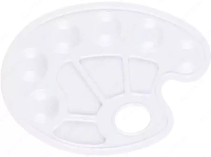  Пластиковая овальная палитра Гамма  23 х 17 см  6/4 ячеек  уп.ПЭ (Арт. - 2305212) Белая - 