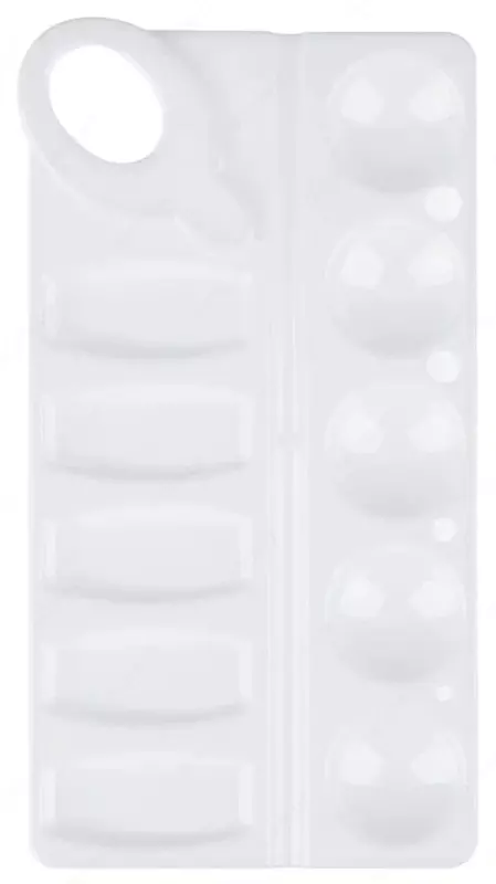 Пластиковая прямоугольная палитра Мульти-Пульти  20.6 х 10.5 см  10 ячеек  уп.ПЭ (Арт. - ПА06МП) Белая