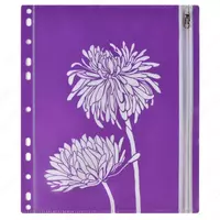 Пластиковая файловая папка для документов Феникс+ Цветы  А5  1 отд.  25.5 х 21 см (Арт.- 46707) Сиреневая/белая