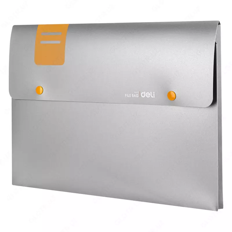   Папка - конверт Deli  пластиковая  1 отд.  А4  2 кнопки (Арт. - 5576) Серебристая