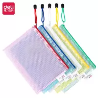 Пластиковая папка для документов Deli  1 отд.  А5  заст. молния (Арт.- 63470) Цв. ассорти