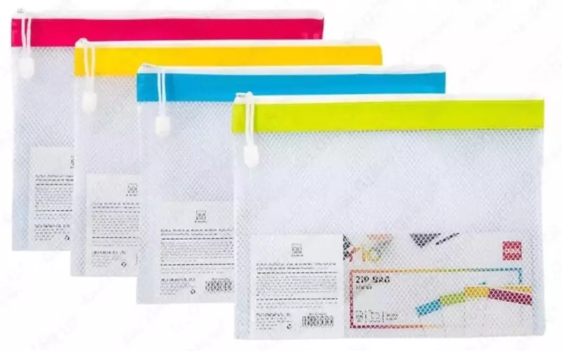 Plastik fayl papkasi Deli RIO  1 bolim  A5  mahkamlangan. ZIP fermuar (Art.- 45202-EF) Assortiment