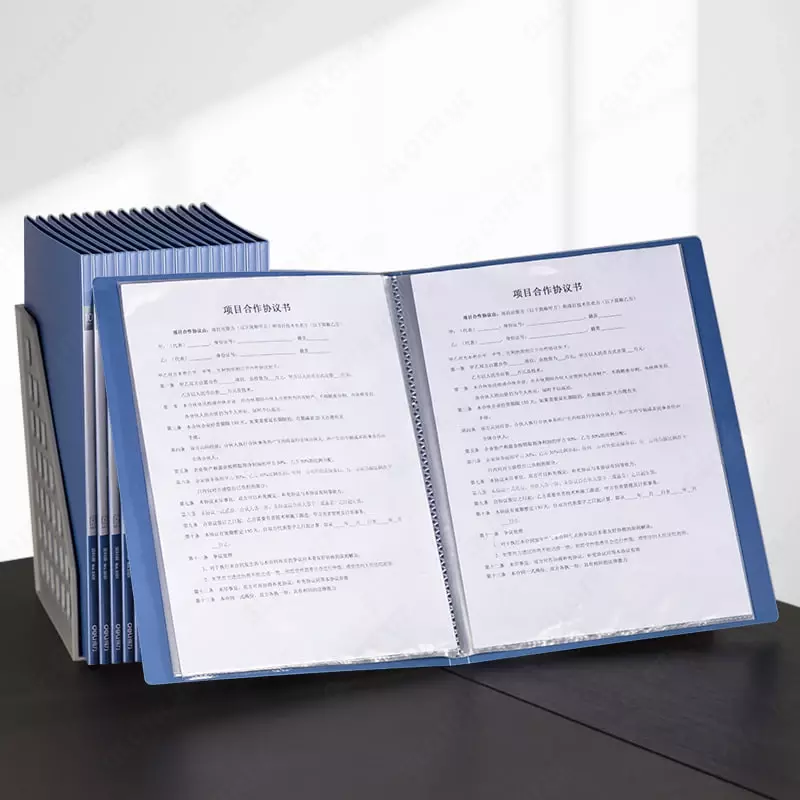   Пластиковая папка для документов Deli 10 вклад.  А4  310 x 235 x 8 мм  500 мкм (Арт. - 5101) Синяя