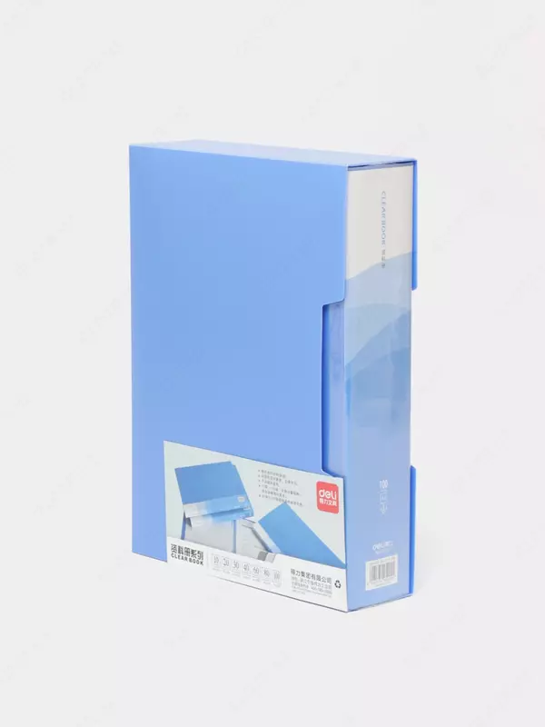 Hujjatlar uchun plastik papka Deli 100 varaq  A4  310 x 235 x 63 mm  500 mikron (Art. - 5200) Moviy
