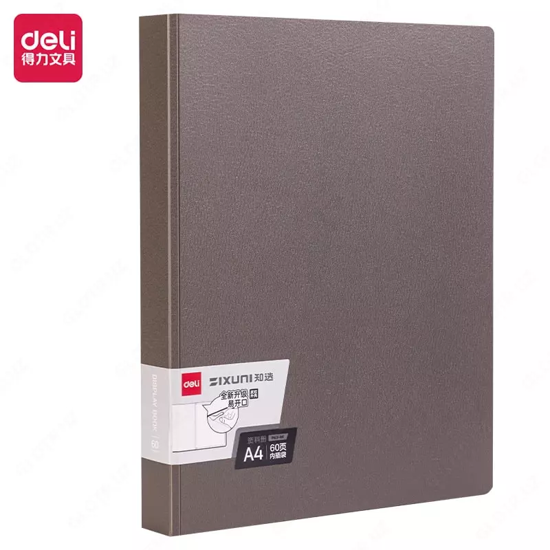 Hujjatlar uchun plastik papka Deli Ixuni  R63-60  60 varaq  A4  (Art. - 63-60-P-lgr) Ochiq/kulrang