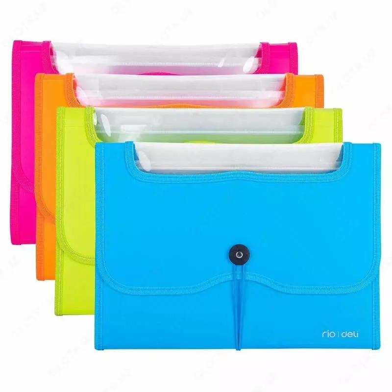 Пластиковая папка-портфель для документов Deli RIO  7 отд.  А4  заст. резинка (Арт.- 38127) Ассортимент