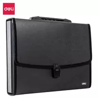 Пластиковая папка-портфель для документов Deli 7+1 отд.  330 х 238 х 36 мм  заст. замок (Арт.- 5577) Черная