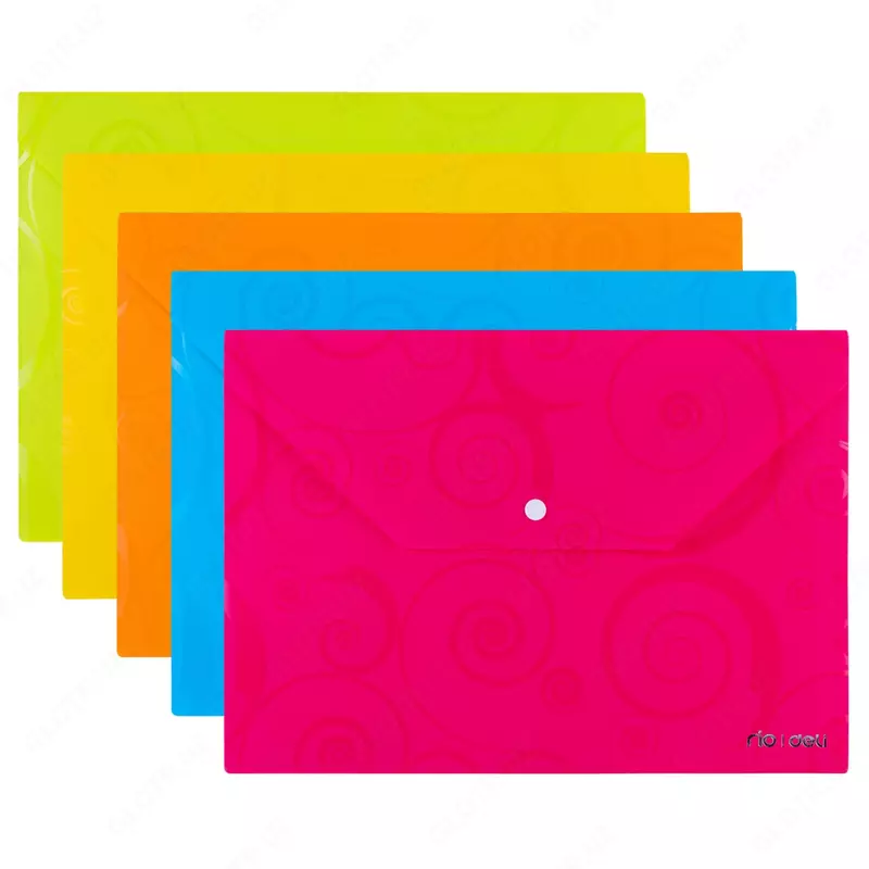 Папка - конверт Deli Rio  пластиковая  1 отд.  А4+  1 кнопка  180 мкм  50 л. (Арт. - 39640) Цв. ассорти