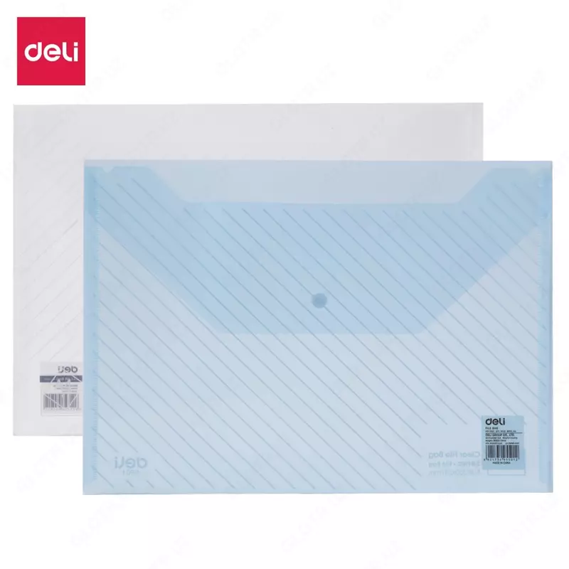 Папка - конверт Deli Clear Bag  пластиковая  1 отд.  А4  1 кнопка  180 мкм (Арт. - 5501) Прозрачная