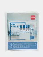 Deli plastik hujjat papkasi 4 ta D-halqa  250 x 310 x 75 mm  A4  600 mikron (m. - 5613)