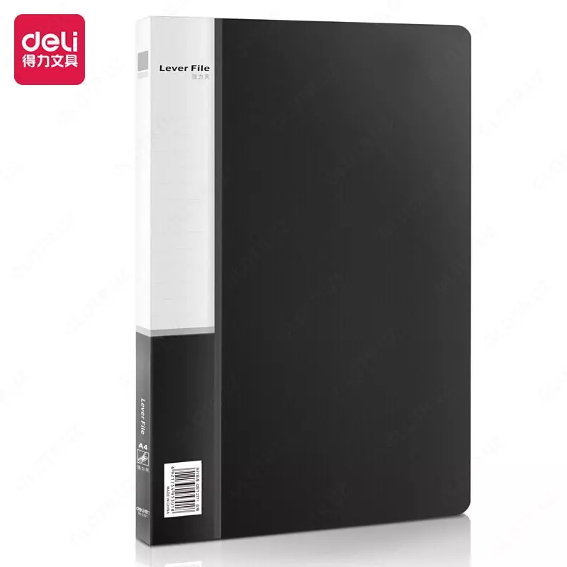 Пластиковая папка для документов (боковой зажим) Deli 70 мм  А4  600 мкм (Арт. - 5301bk) Черная