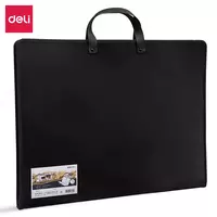 Пластиковая папка художника Deli Nuevo  2 ручки  1 отд.  590 х 460 мм  заст. молния (Арт. - 72705-bk) Черная