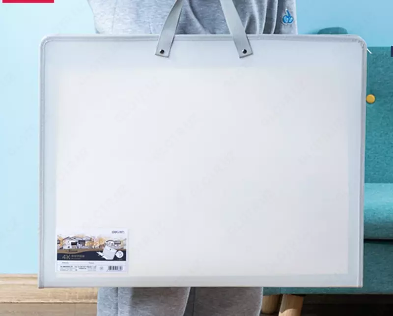  Пластиковая папка художника Deli Nuevo  2 ручки  1 отд.  590 х 460 мм  заст. молния (Арт. - 72705-wt) Белая - 