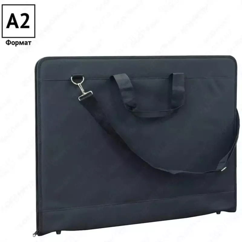  Тканевая папка художника А2 ArtSpace  2 ручки  2 отд.  645 х 490 мм  заст. молния (Арт. - 241280) Черная - 