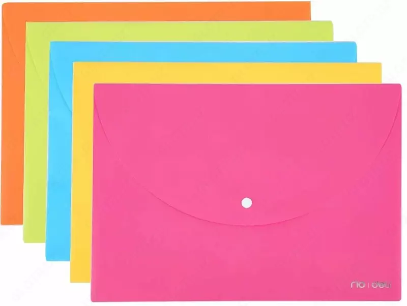 Папка - конверт Deli Rio  пластиковая  1 отд.  А4  1 кнопка  180 мкм  50 л. (Арт. - 38131) Цв. ассорти