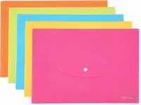 Папка - конверт Deli Rio  пластиковая  1 отд.  А4  1 кнопка  180 мкм  50 л. (Арт. - 38131) Цв. ассорти