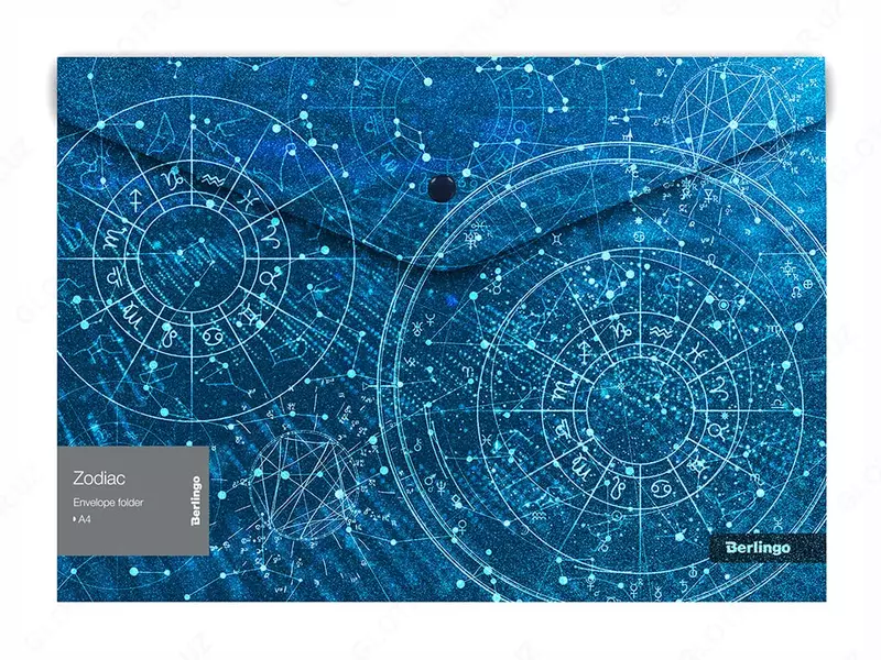 Папка - конверт Berlingo Zodiac  пластиковая  1 отд.  А4  1 кнопка  180 мкм  120 л. (Арт. - EFG_A4975)