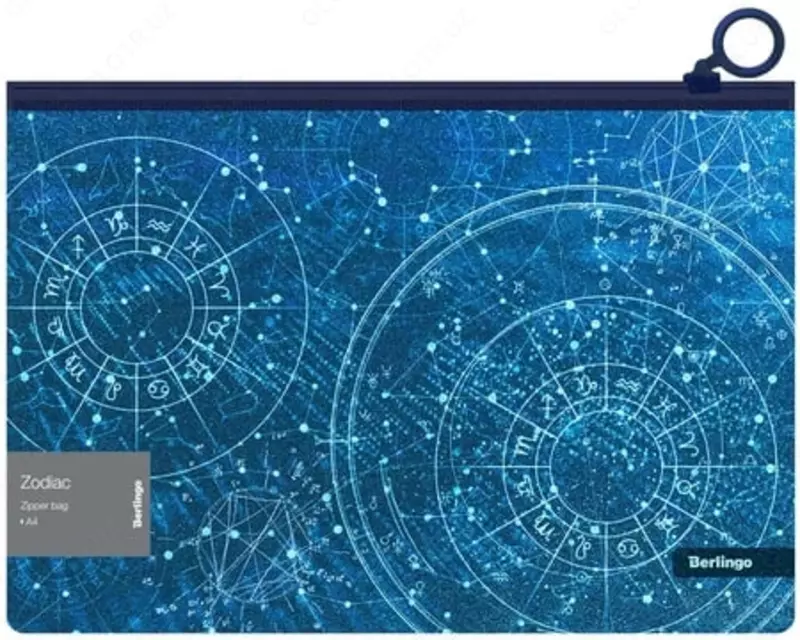 Папка - конверт Berlingo Zodiac  пластиковая  1 отд.  А4  Zip - молния  180 мкм  100 л. (Арт. - ZGn_A4975)