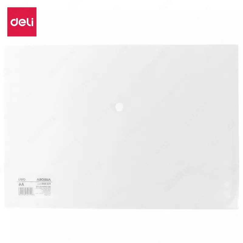 Папка - конверт Deli Aurora  пластиковая  1 отд.  А4  1 кнопка  180 мкм  100 л. (Арт. - 10412-EF) Прозрачная