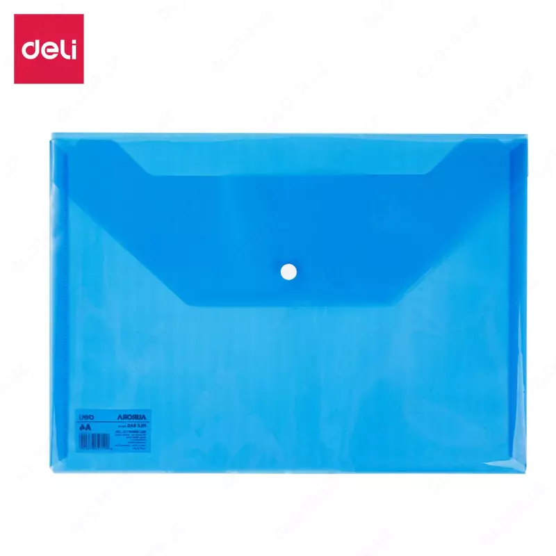 Папка - конверт Deli Aurora  пластиковая  1 отд.  А4  1 кнопка  180 мкм  100 л. (Арт. - 10432-EF) Синяя