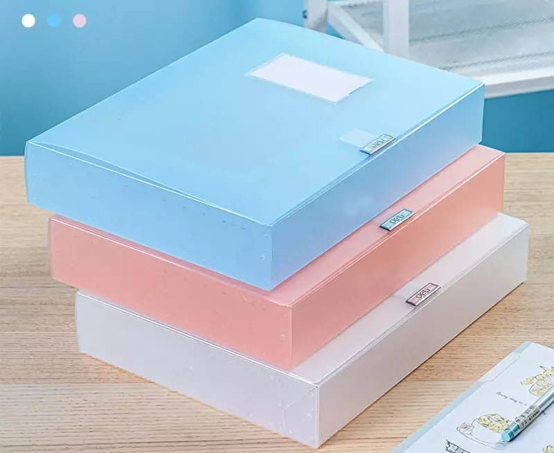   Deli plastik saqlash papkasi 320 x 240 x 55 mm  Velcro mahkamlagich  550 l (Art.- 63211-cl) Shaffof