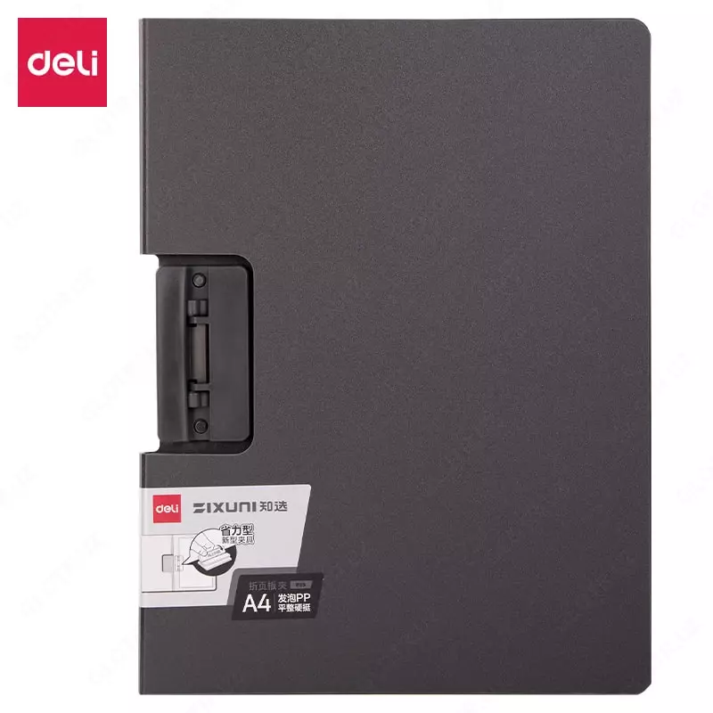 Пластиковая папка-планшет (боковой зажим) Deli Ixuni Р65  А4  650 мкм (Арт. - 65-P-dgr) Темно/серая