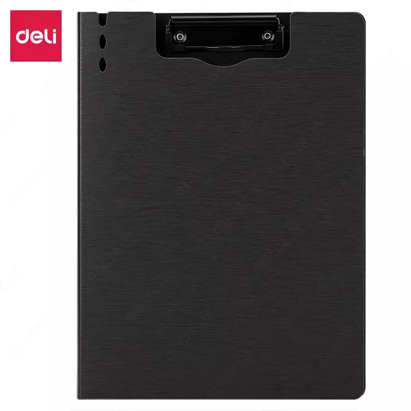 Yassi plastik papka (yuqori qisqich) Deli  A4  600 mikron (Art. - 64513dgr) Toq/kulrang