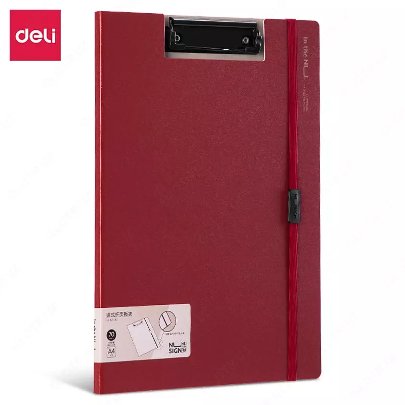 Yassi plastik papka (yuqori qisqich) Deli Nusign 180  A4  600 mikron (Art. - 180-NS-rd) Qizil