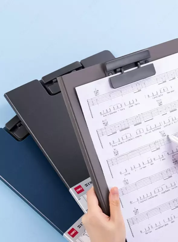  Пластиковая папка-планшет (верхний зажим) Deli Ixuni Р66  А4  650 мкм (Арт. - 66-P-lgr) Светло/серая - 