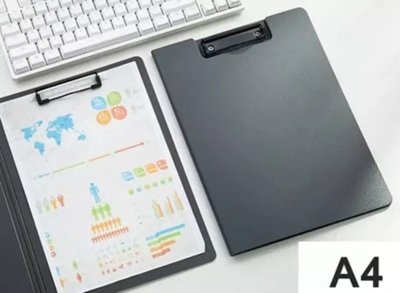  Пластиковая папка-планшет (верхний зажим) Deli  А4  600 мкм (Арт. - 5016-gr) Серая - 