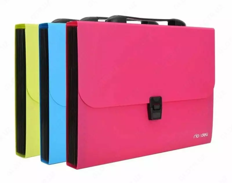 Пластиковая папка-портфель для документов Deli Rio  13 отд.  330 х 260 х 40 мм  заст. замок (Арт.- 40302-EB) Ассортимент