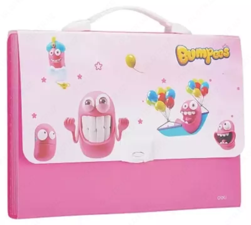   Пластиковая папка-портфолио Deli Bumpees  7 отд.  330 х 260 х 40 мм  заст. замок (Арт.- 60102-EZ) Ассортимент