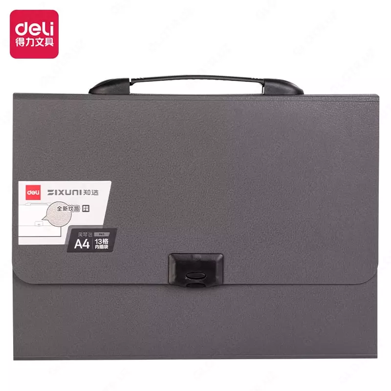 Plastik hujjat papkasi Deli Ixuni P61  13 bolim  350 x 270 x 45 mm  mahkamlangan. qulf (Art.- 61-P-dgr) Toq/kulrang