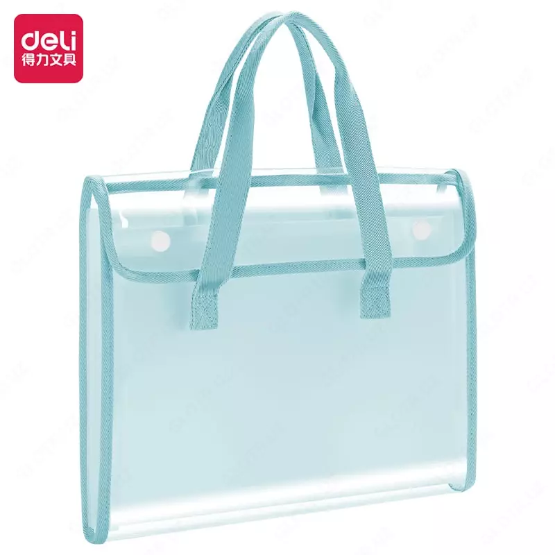 Пластиковая папка-портфолио для документов Deli PM308  7 отд.  330 х 235 х 50 мм (Арт.- 308-PM-bl) Голубая