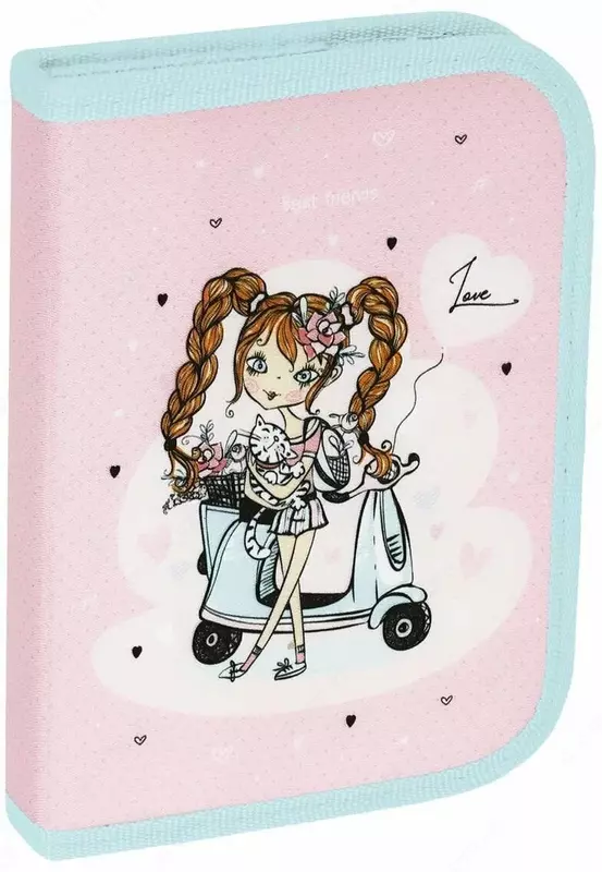 Школьный пенал для девочек ArtSpace Friends  1 отд  190 х 130 мм  текстиль (Арт. - ПТ1_42340)