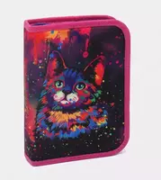Универсальный детский пенал Berlingo Neon cat  1+2 доп. отд  200 х 140 мм  полиэстер (Арт. - PK12011)