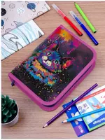  Универсальный детский пенал Berlingo Neon cat  1+2 доп. отд  200 х 140 мм  полиэстер (Арт. - PK12011) Только в розницу