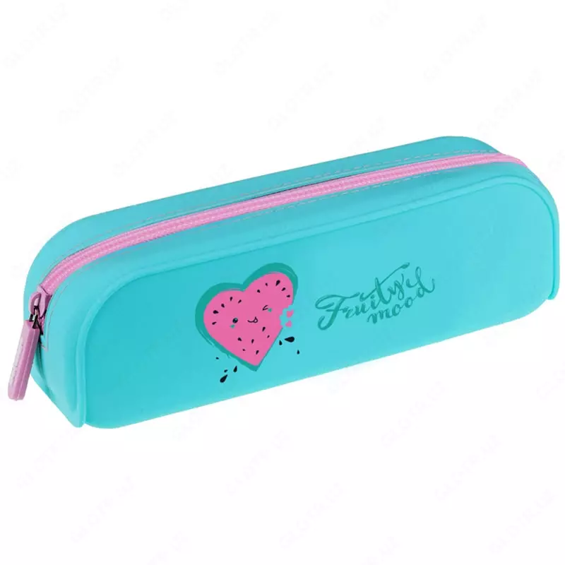 Школьный пенал для девочек Berlingo Fruity mood  1 отд  200 х 50 х 60 мм  силикон (Арт. - PM09022) Бирюзовый