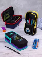  Школьный пенал Berlingo Pegas  2 отд  205 х 80 х 55 мм  полиэстер  магнитн. фиксатор (Арт. - PM09044) Только в розницу