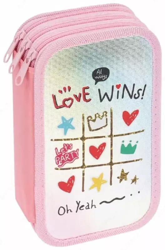 Школьный пенал для девочек ArtSpace Love wins  3 отд  190 х 110 мм  ламинир. картон (Арт. - ПК3_42381)