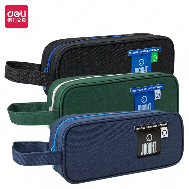 Школьный пенал Deli Jugoht  1 отд  215 х 85 х 45 мм  полиэстер  ручка (Арт. - 66820) Цв. ассорти