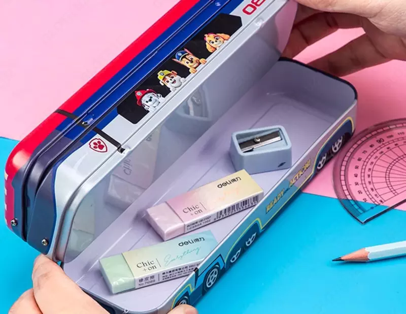   Металлический трехуровневый пенал Deli Автобус  3 отд  (Арт.- 70854)