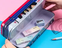   Металлический трехуровневый пенал Deli Автобус  3 отд  (Арт.- 70854)