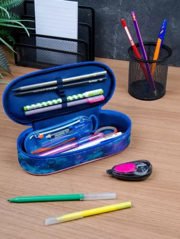  Корпусной пенал Berlingo Galactic cats  1 отд  210 х 85 х 50 мм  полиэстер (Арт. - PM09075) Цв. ассорти Только в розницу