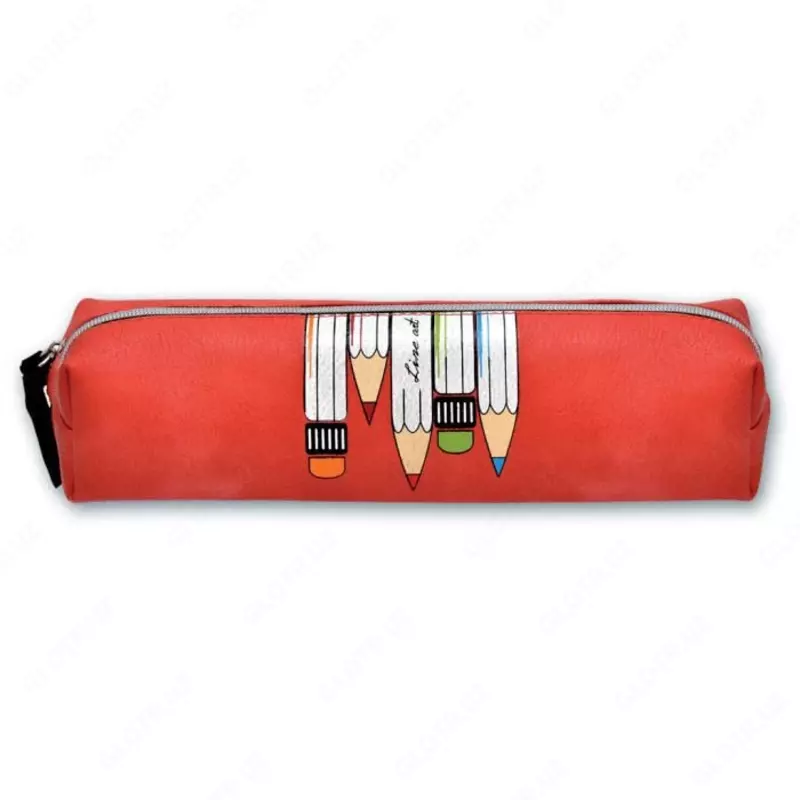 Пенал - футляр для канцтоваров Феникс Карандаши на красном  1 отд  205 х 50 х 40 мм  текстиль (Арт. - 46560)